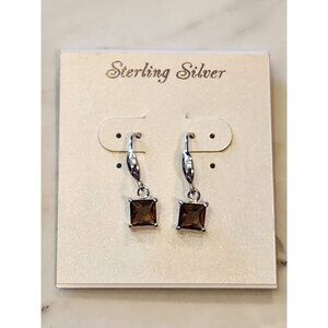 Sterling Silver Dangling Brown Gemstone Earrings
